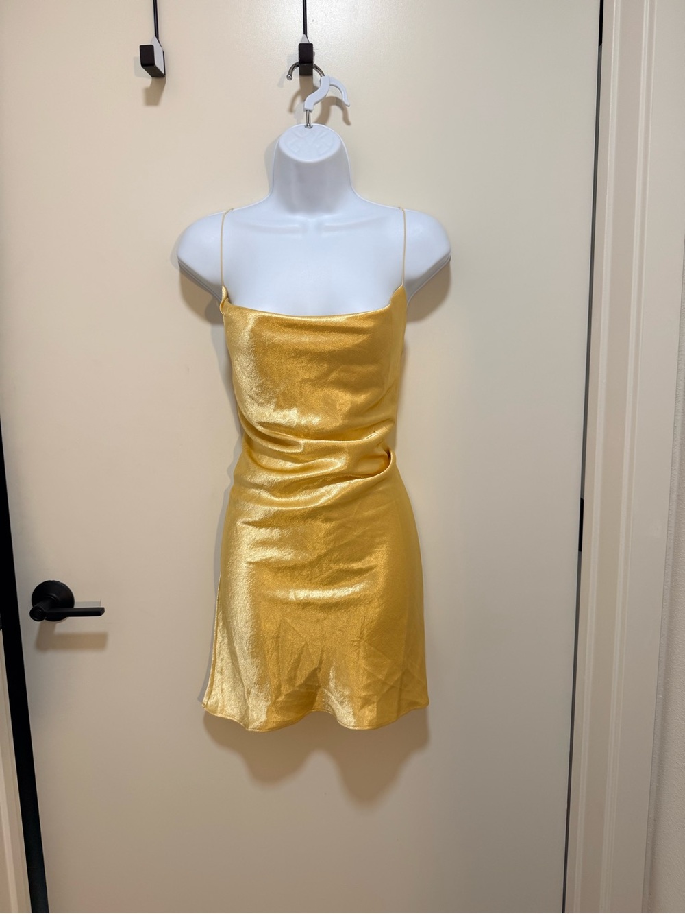Fashion Nova Gold Satin Slip Mini Dress